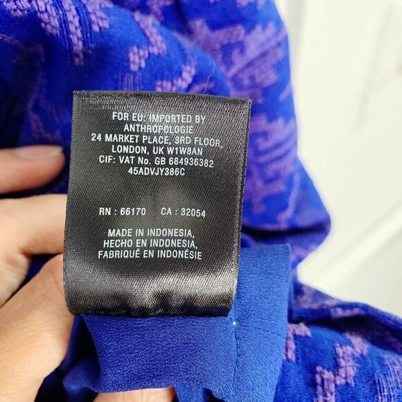 Anthropologie Maeve Women’s Blue & Purple Jacquard-Patterned Mini Dress Sz. 2 - Picture 10 of 12